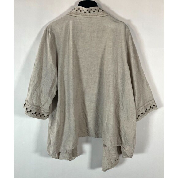 Catherines Linen Blend Cardigan Open Front Size 2x 22/24W Neutral Layers Office - Picture 6 of 7